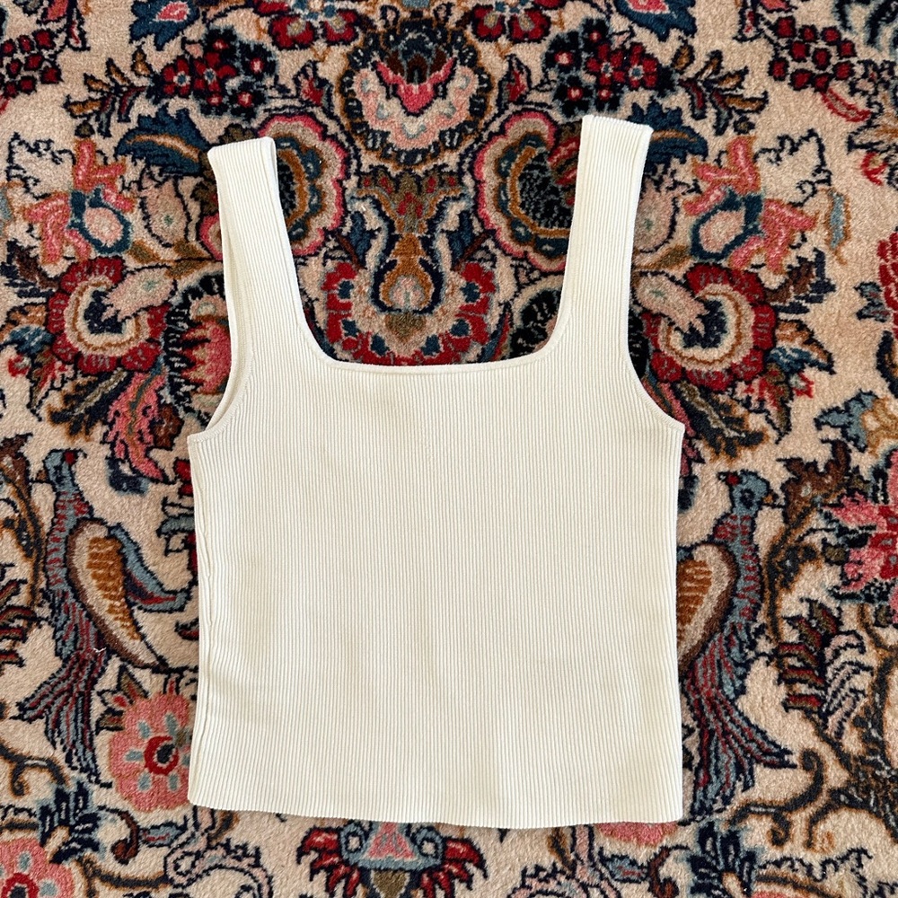 Reformation Julia Ribbed Sweater Tank - White Small